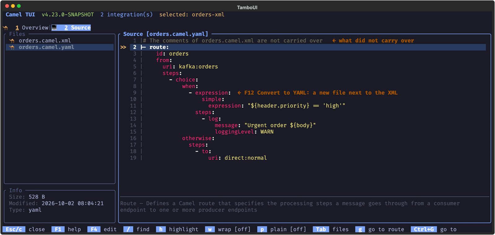 An XML route converted to YAML